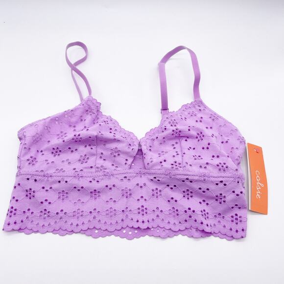 Colsie Women's Eyelet Bralette Purple Size Small - Picture 1 of 5